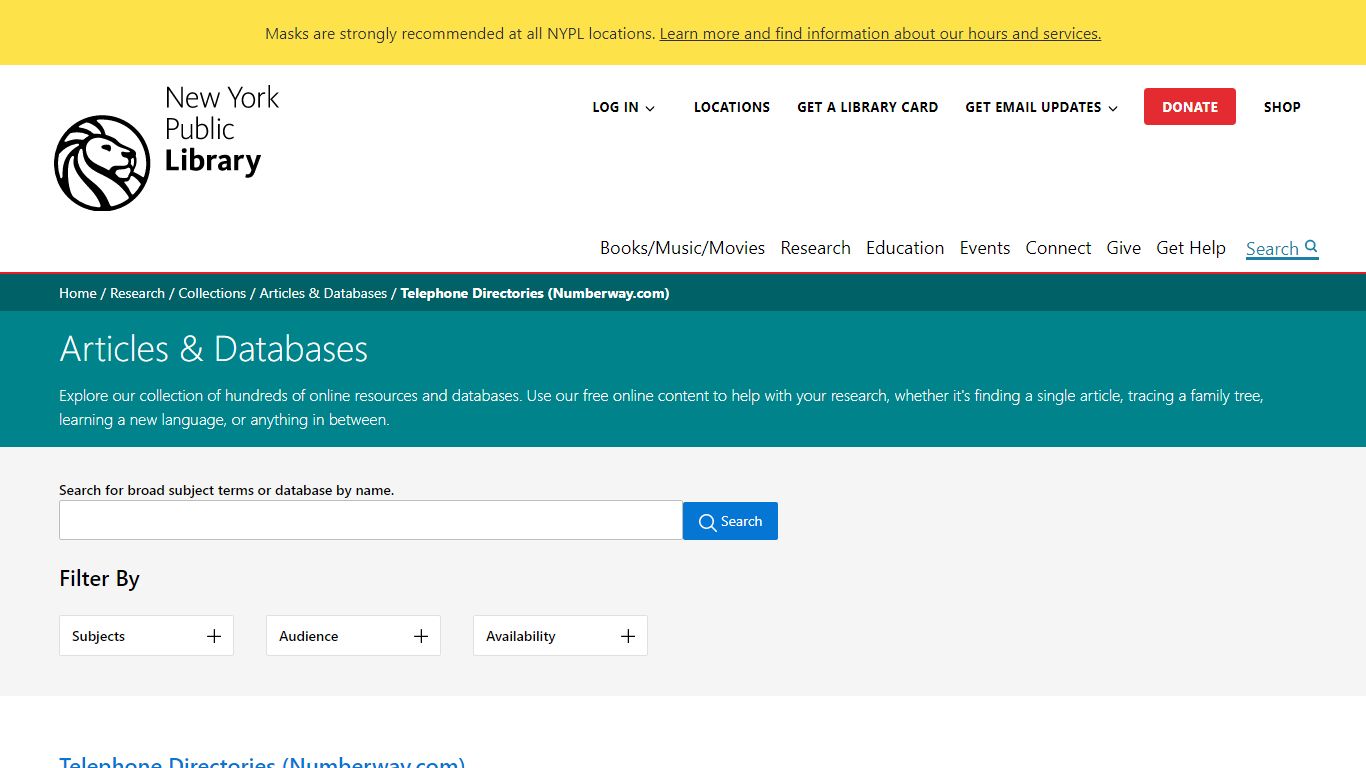 Telephone Directories (Numberway.com) - The New York Public Library